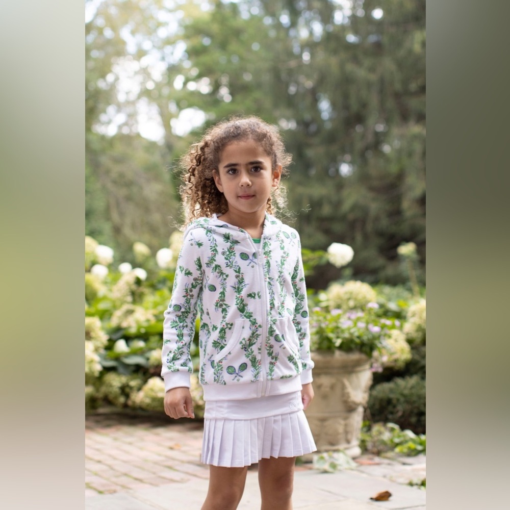 Club &‎ Court Girls 4 Bespoke Court Luxe Terry Cloth Hoodie Floral Folly Print